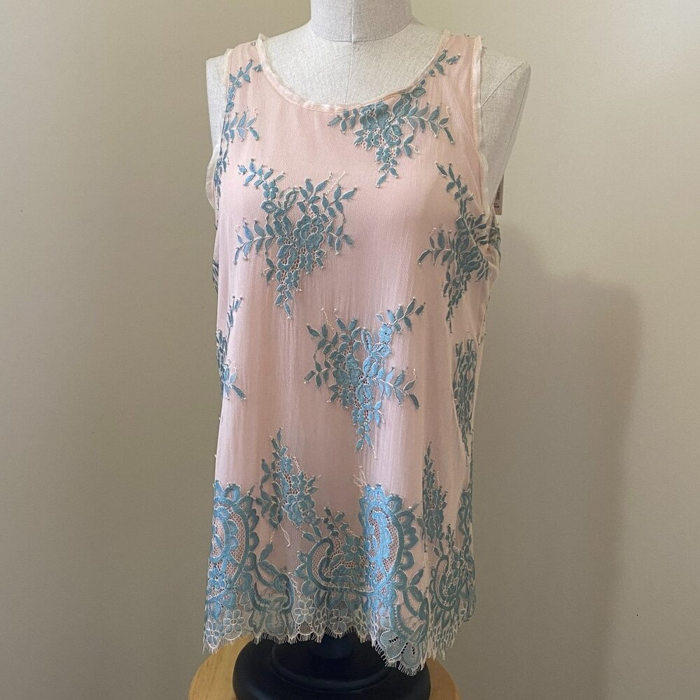 Pink "Max Studio" Sleeveless, Lacy, Blouse, Size Large, New with tags